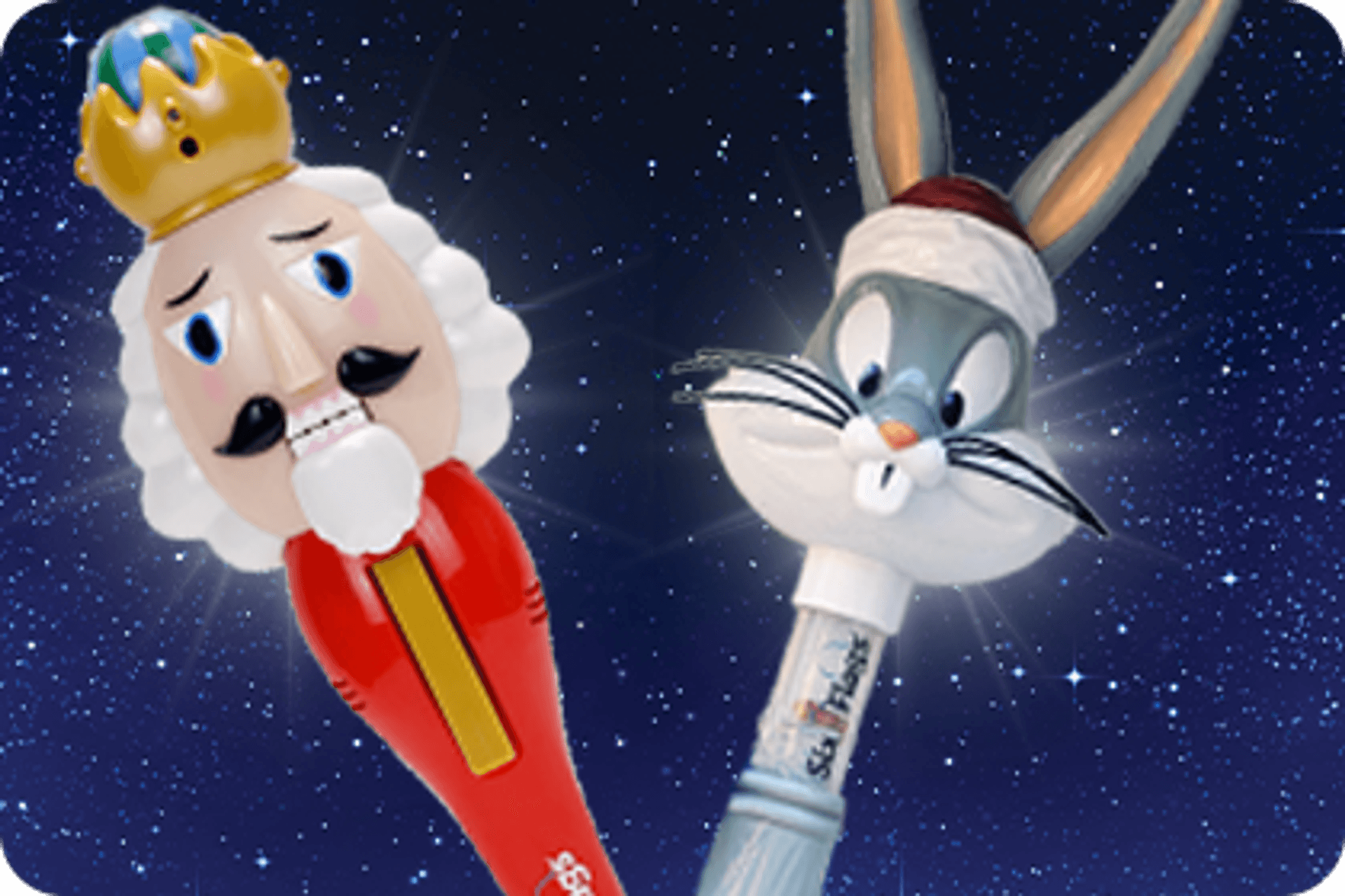 Bugs Bunny and a Nutcracker soldier themed bubble wands